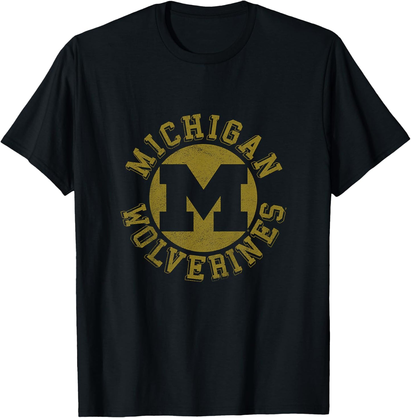 Kids University of Michigan Wolverines U of M Classic Retro Stamp T-Shirt - T-Shirt | Black