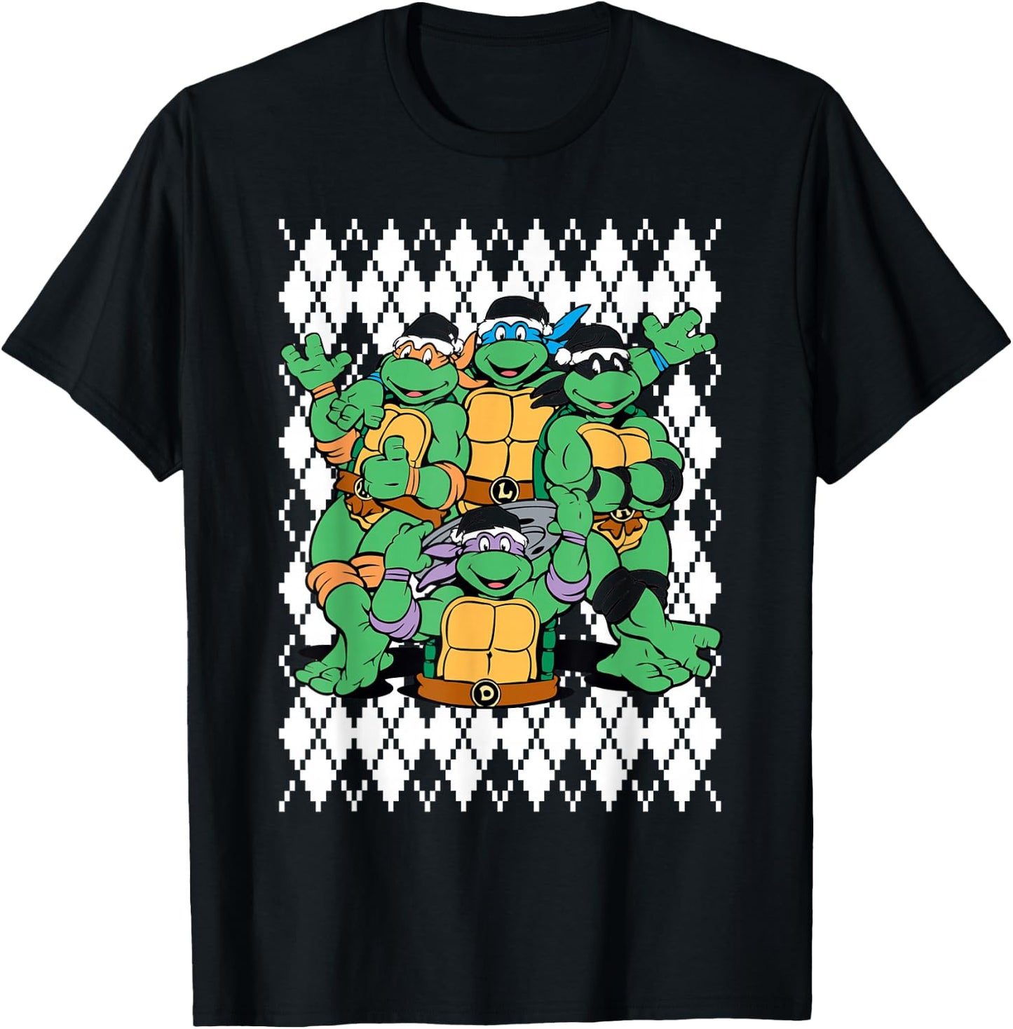 TMNT Ninja Turtles Ugly Christmas Sweater T-Shirt - T-Shirt | Black