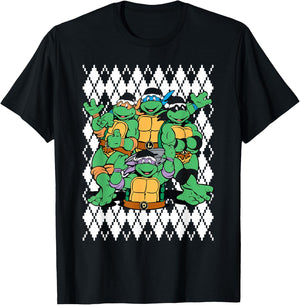 TMNT Ninja Turtles Ugly Christmas Sweater T-Shirt - T-Shirt | Black