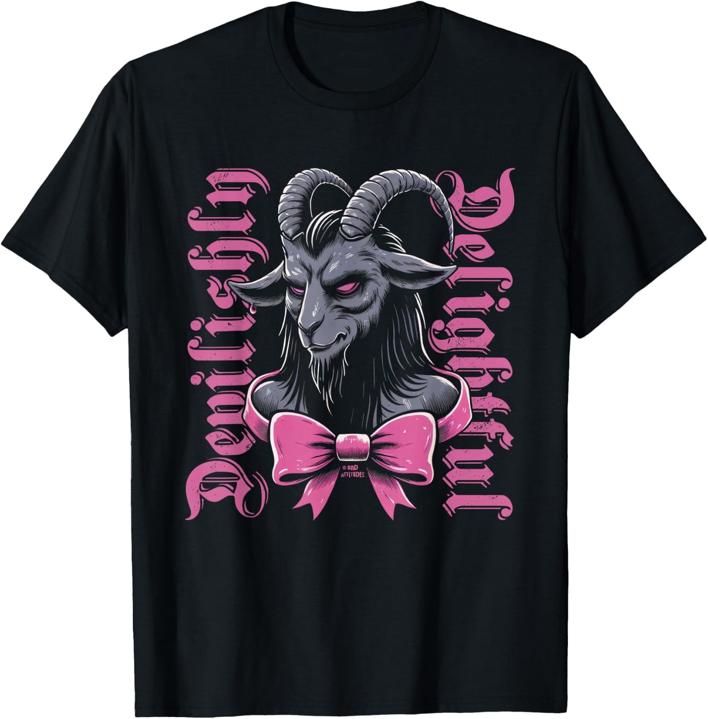 Coquette Goth Aesthetic Baphomet Bow Devilishly Delightful T-Shirt - T-Shirt | Black