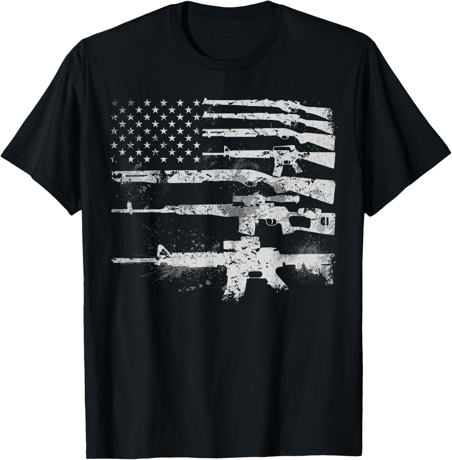 Gun Women Machine Guns USA Flag 2A Gifts T-Shirt - T-Shirt | Black