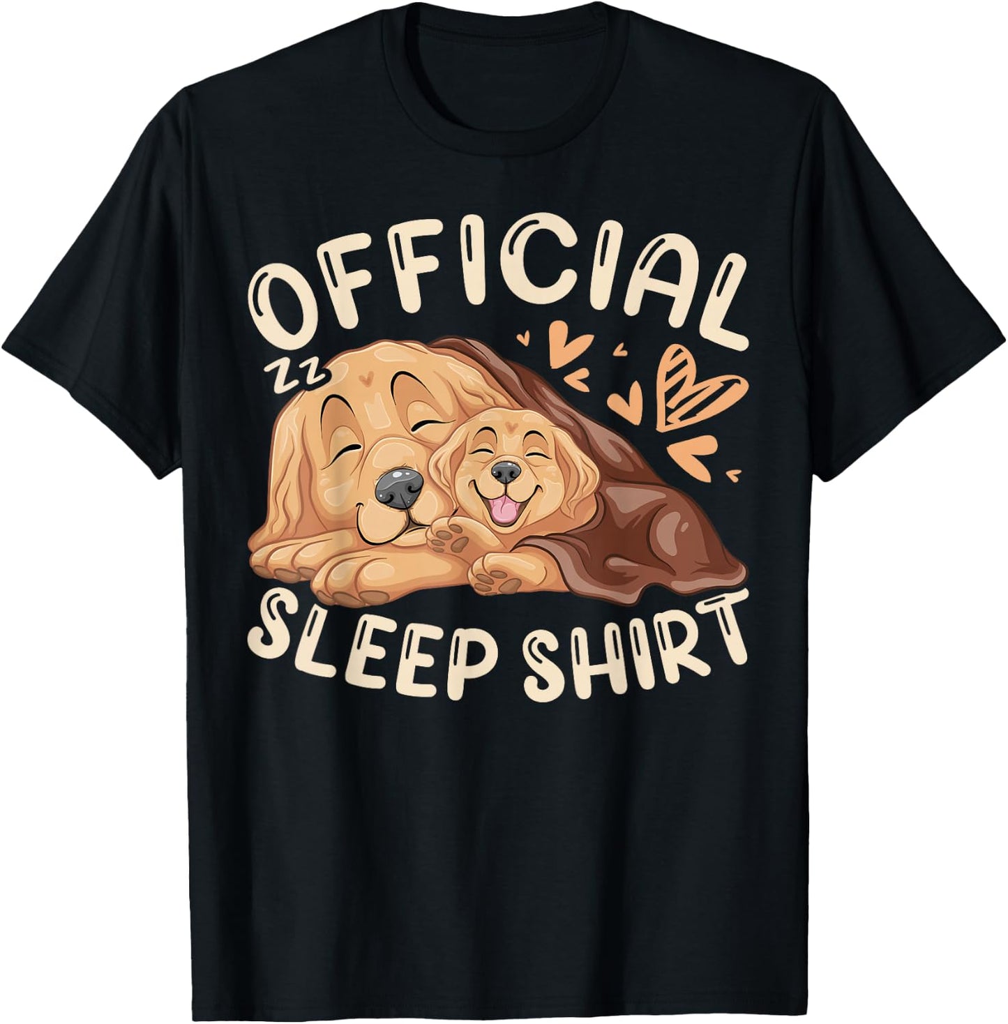 Official Sleep Shirt, Golden Retriever with Puppy T-Shirt - T-Shirt | Black
