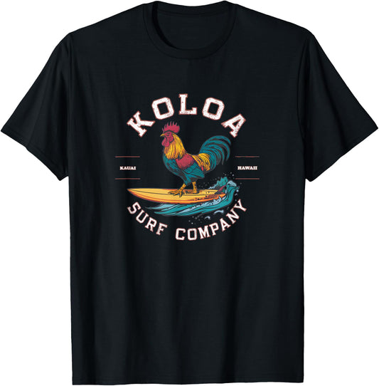 Koloa Surf Surfing Rooster Logo Lightweight, Graphic T-Shirt - T-Shirt | Black