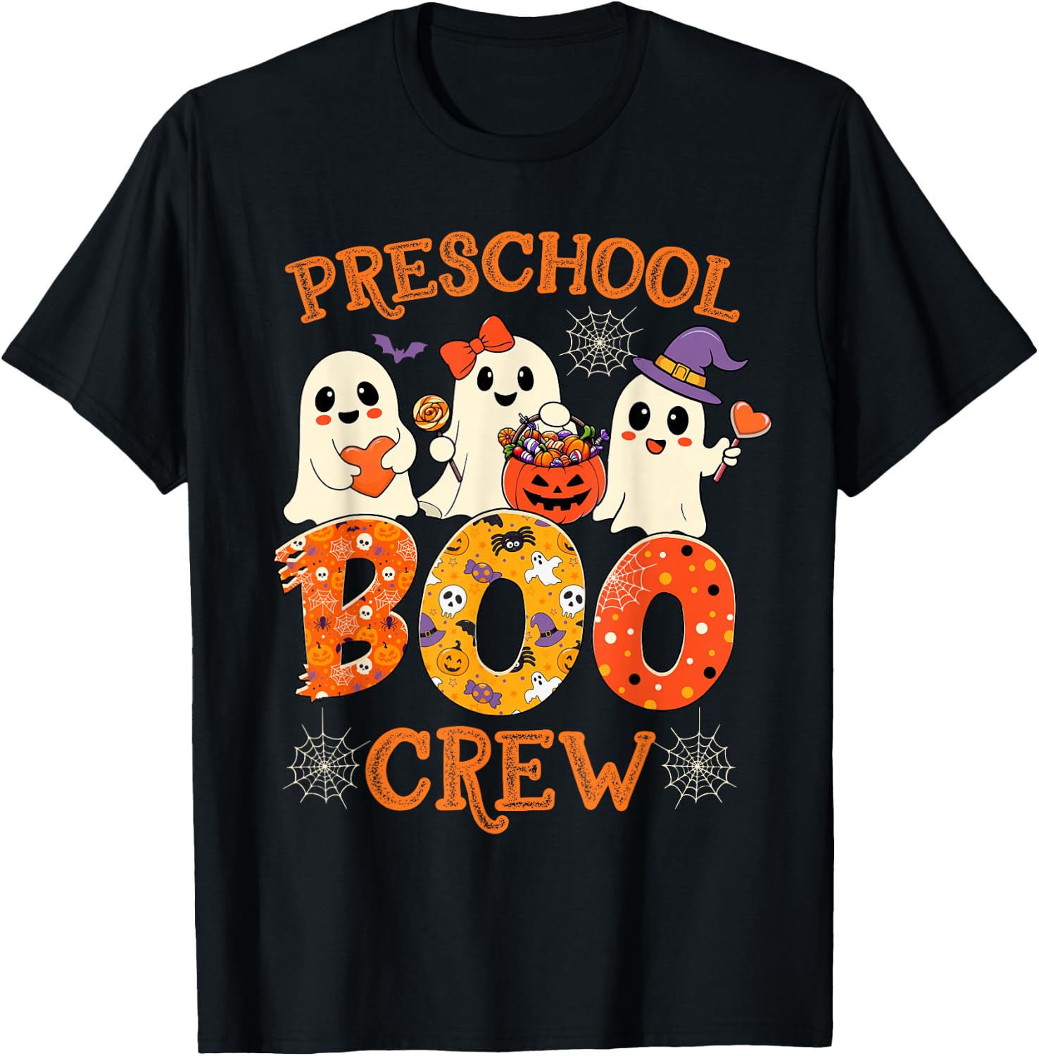 Preschool Boo Crew Funny Halloween Costume for Teacher Kids T-Shirt - T-Shirt | Black