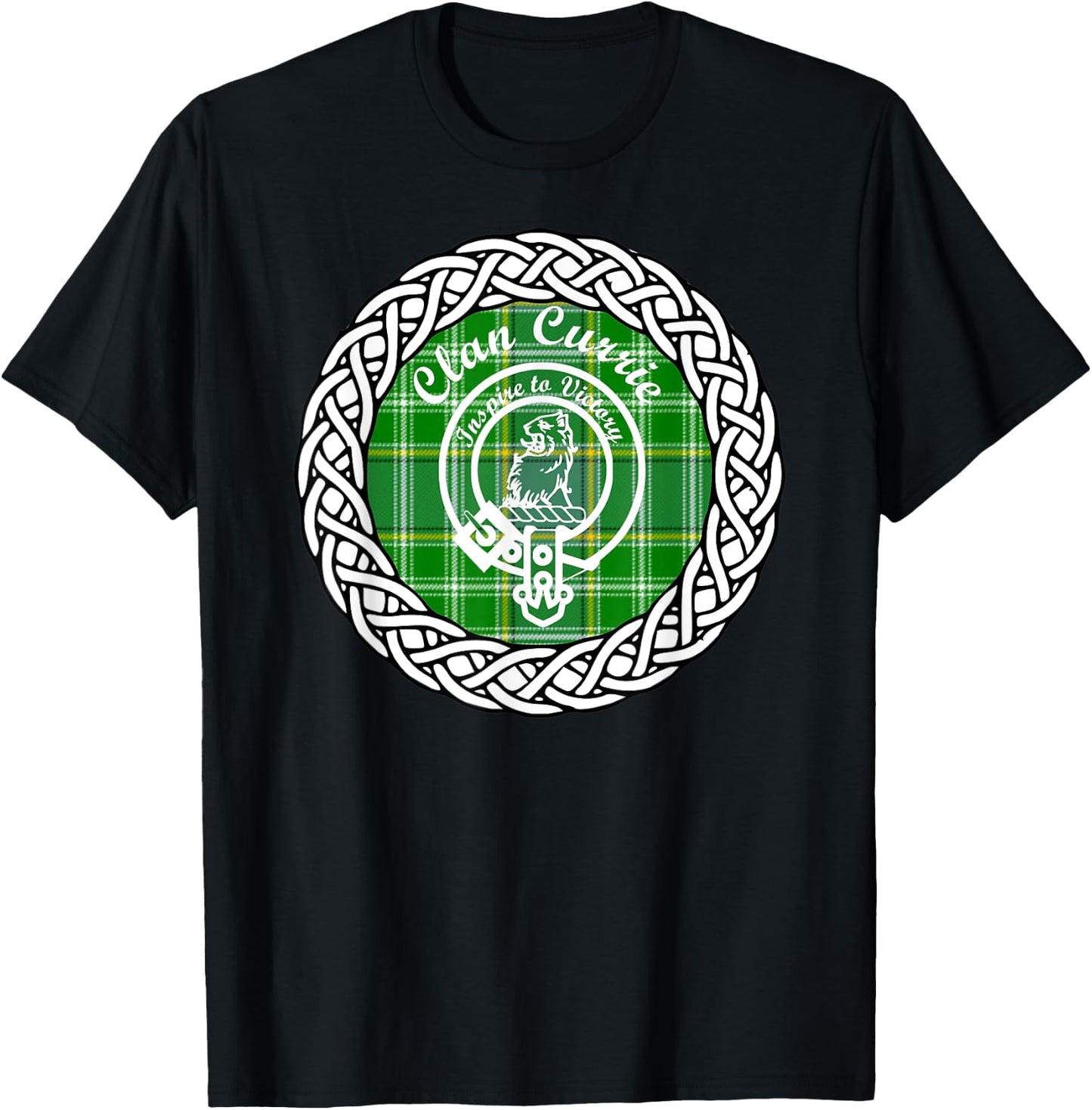 Clan Currie surname last name Scottish Tartan Crest T-Shirt - T-Shirt | Black