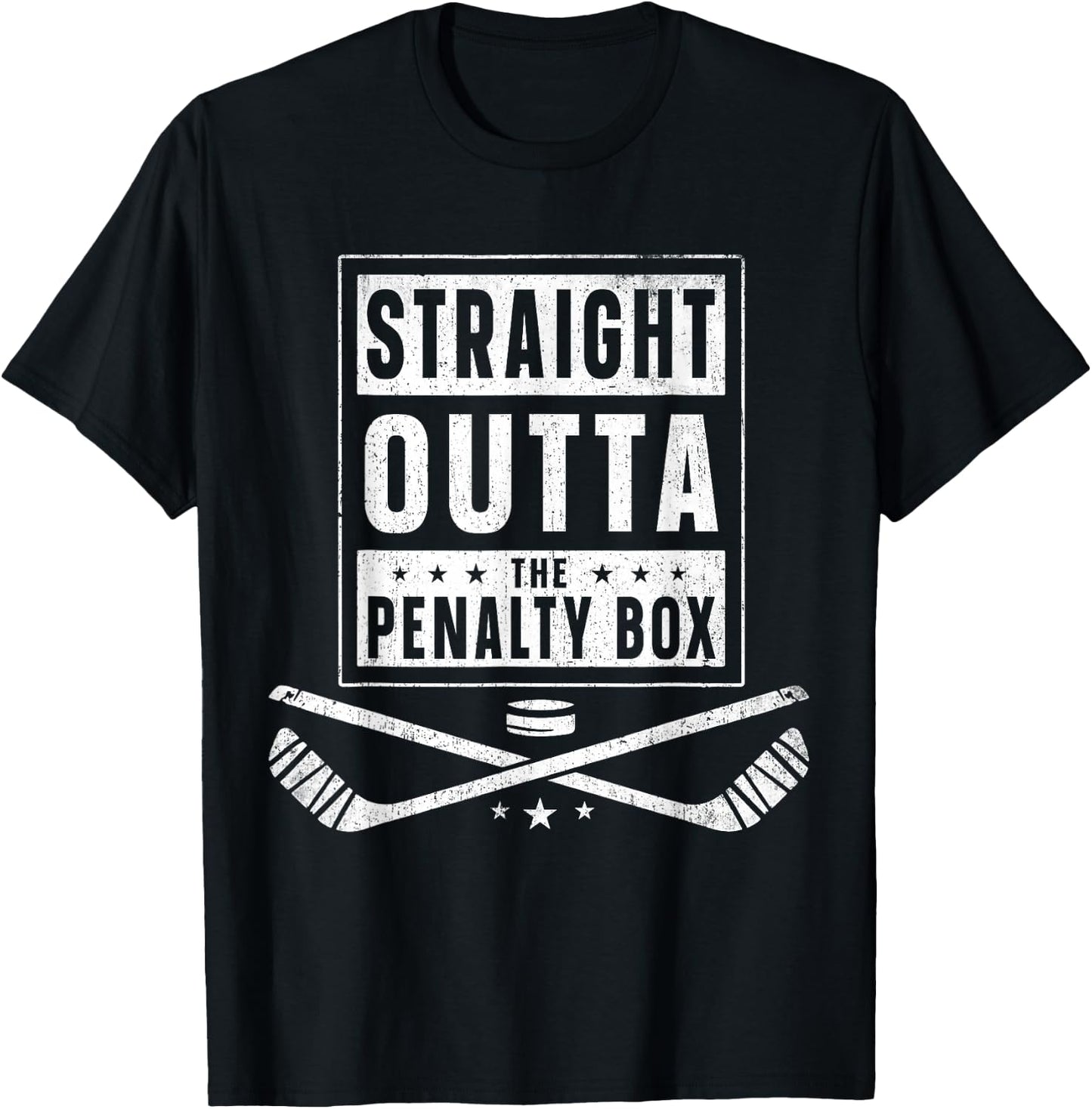 Ice Hockey Straight Outta Penalty Box Funny Men Boys T-Shirt - T-Shirt | Black