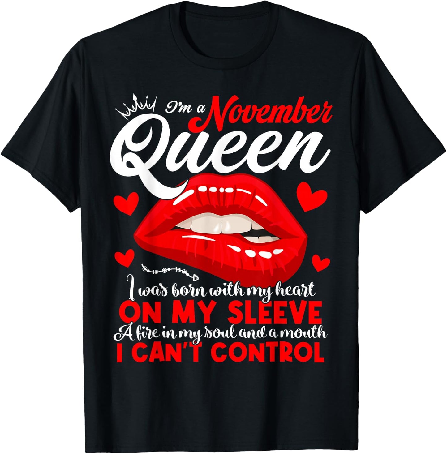 A Queen Was Born in November Women Girls November Birthday T-Shirt - T-Shirt | Black