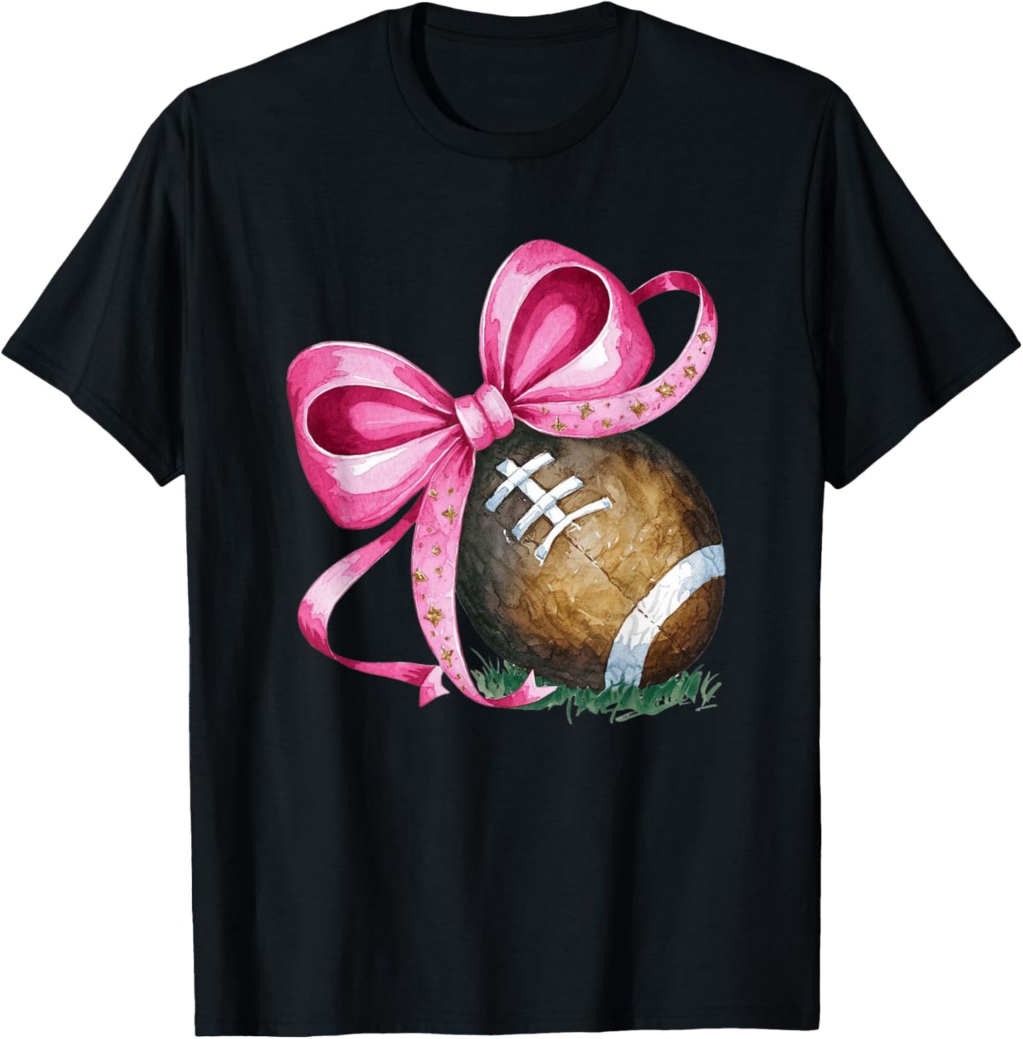 Football Mom Coquette Bow Game Day Women Girls Kids Football T-Shirt - T-Shirt | Black