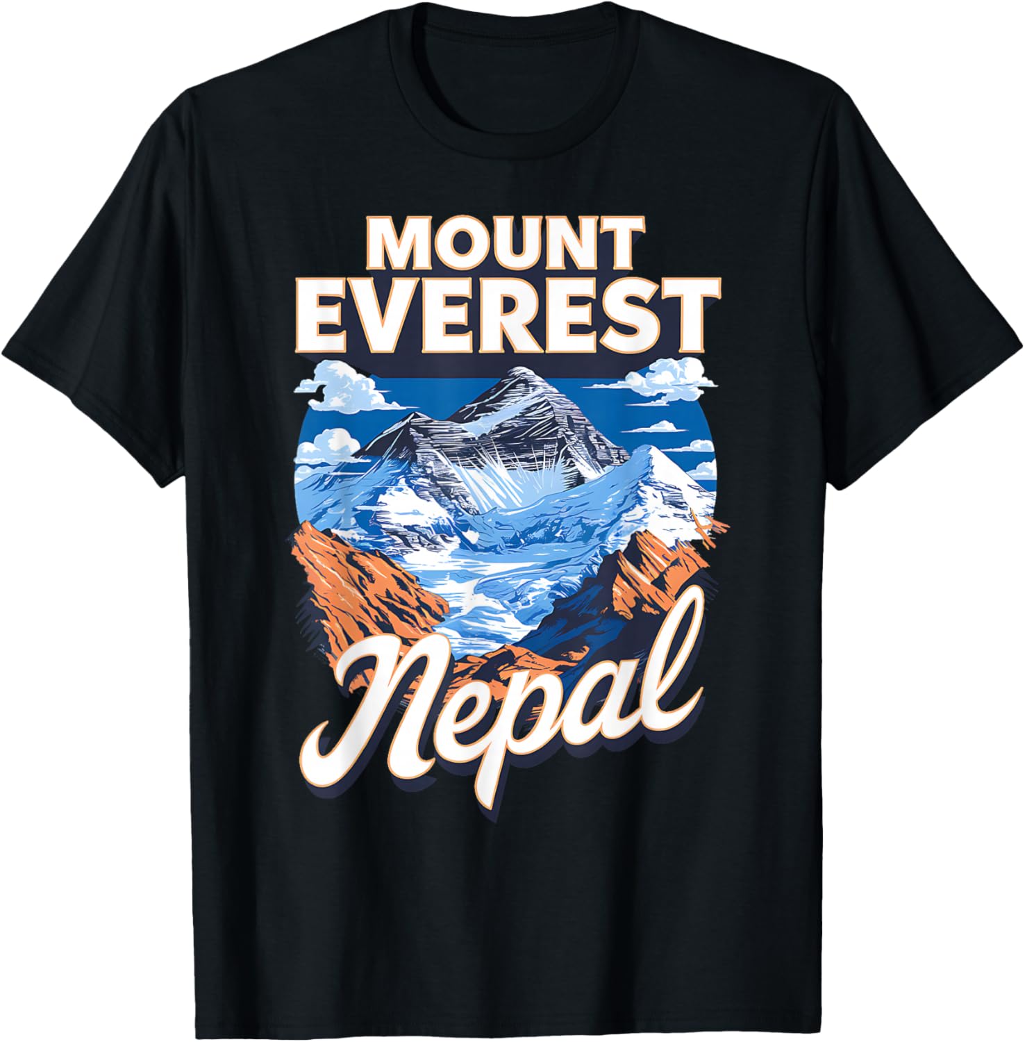 Scenic View of Mount Everest Nepal T-Shirt - T-Shirt | Black