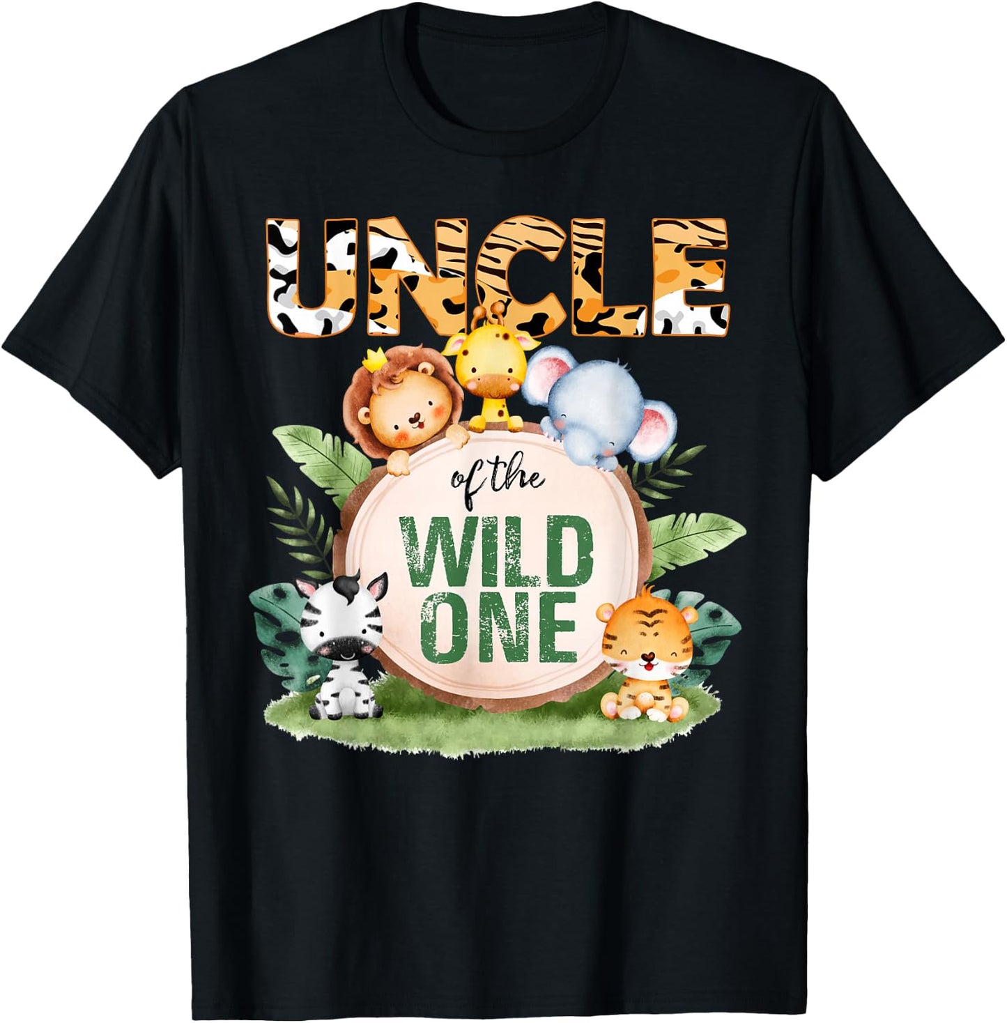 Uncle Of The Wild One 1st Birthday Safari Family Matching T-Shirt - T-Shirt | Black