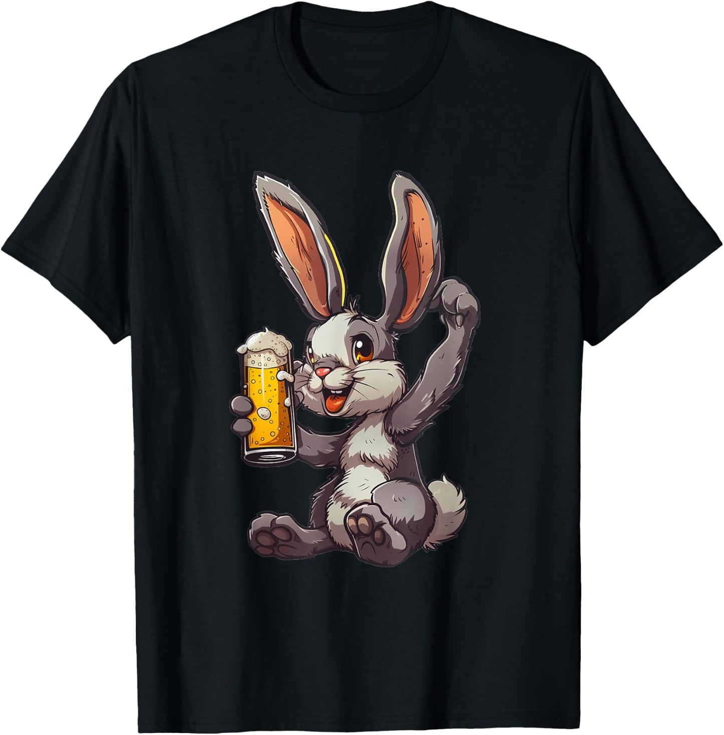Easter Bunny Drinking a Cold Beer 's Day T-Shirt - T-Shirt | Black