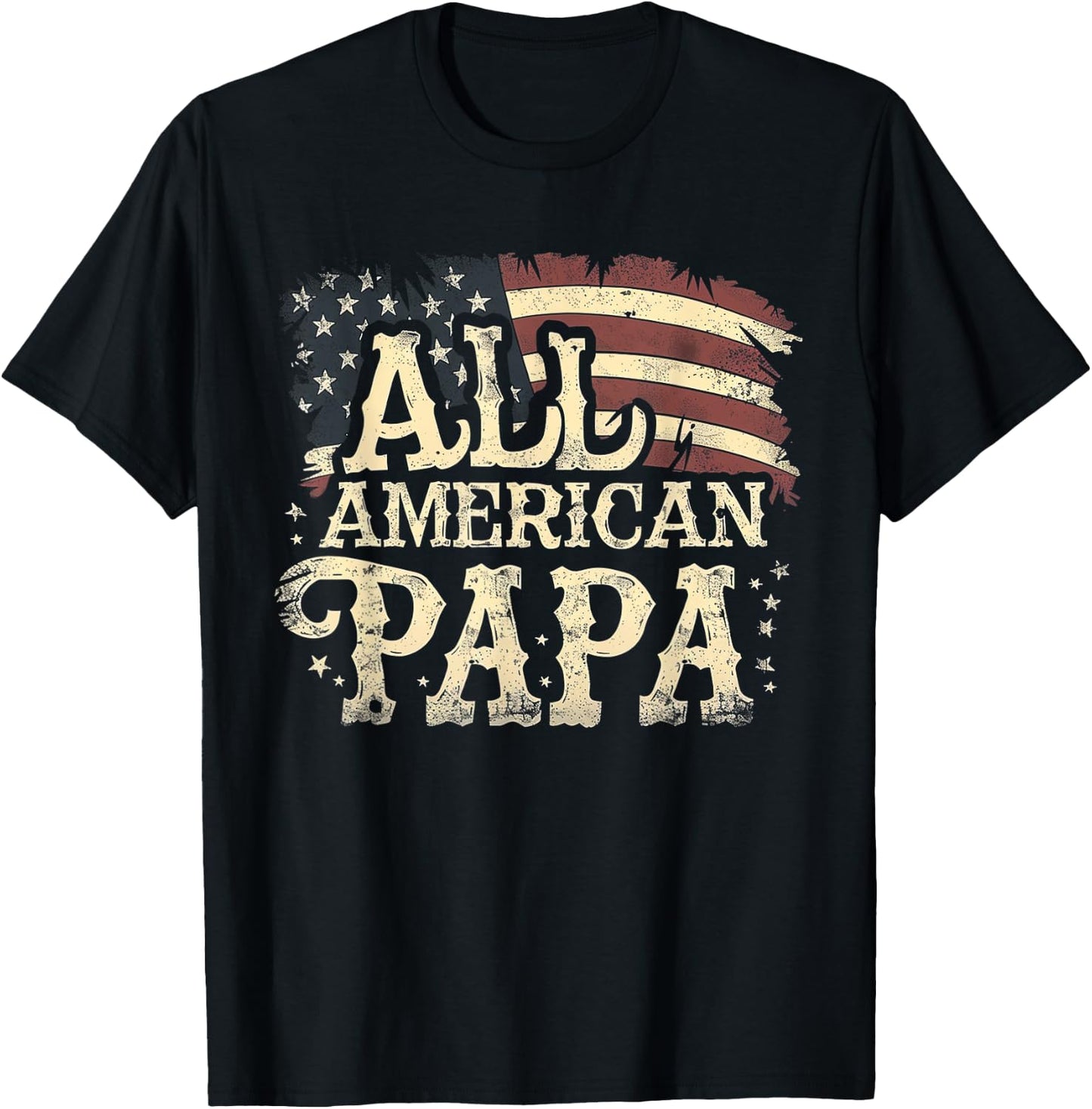 Papa - All American USA Flag 4th of July Fathers Day Grandpa T-Shirt - T-Shirt | Black