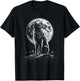 Wolf retro design Moon Grey Howling distressed T-Shirt - T-Shirt | Black