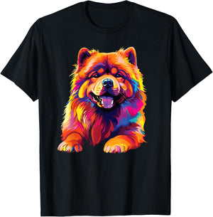 Watercolor Colorful Dogs Chow Chow T-Shirt - T-Shirt | Black