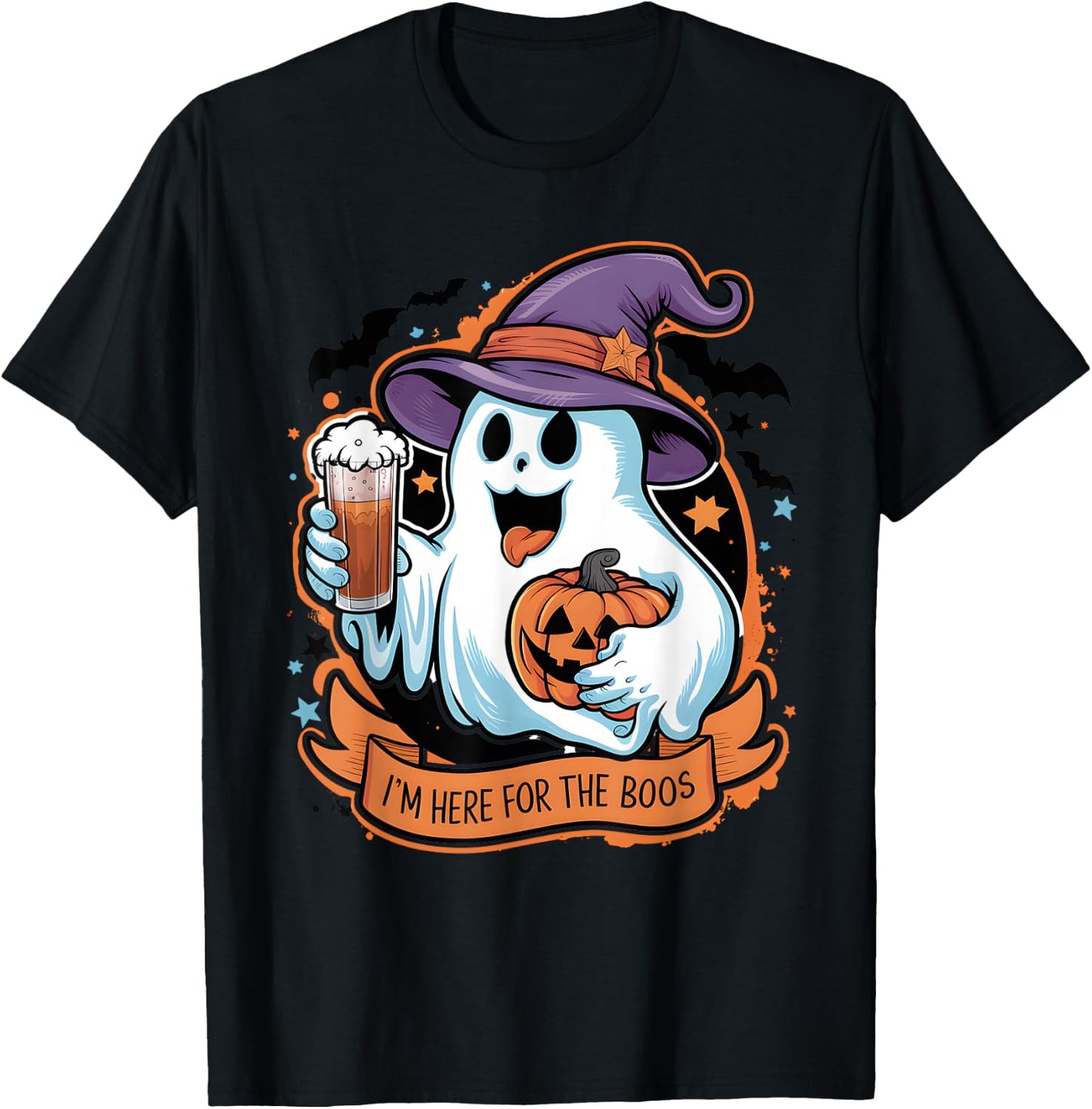 Funny Halloween I'm Just Here For The Boos Beer Lover T-Shirt - T-Shirt | Black