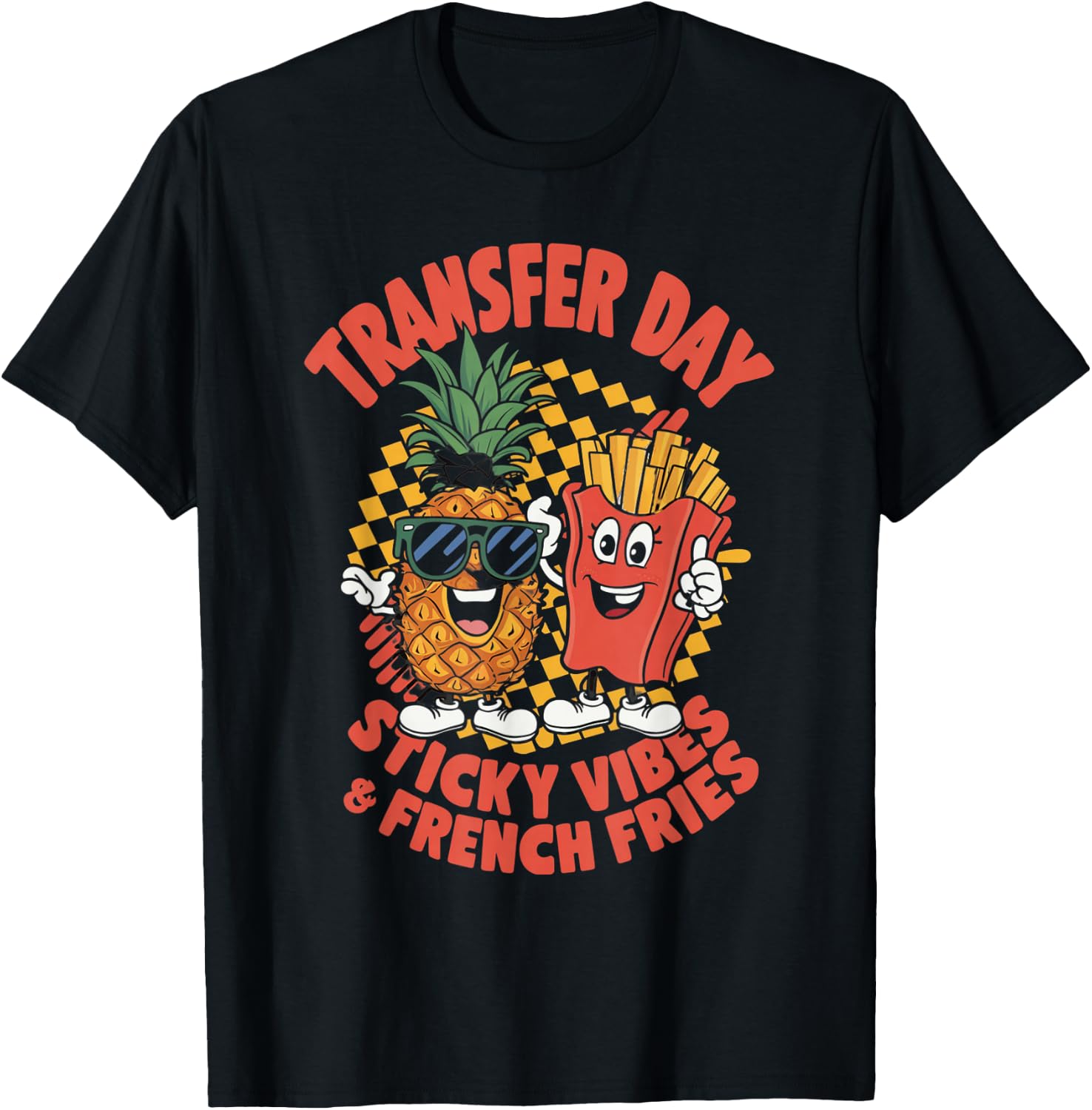 Groovy Transfer Day Sticky Vibes IVF Couple Embryo T-Shirt - T-Shirt | Black