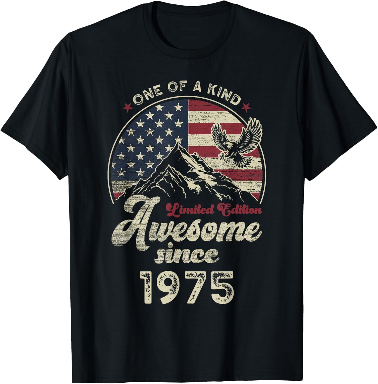Awesome Since 1975 American Flag 51st Birthday Patriotic T-Shirt - T-Shirt | Black
