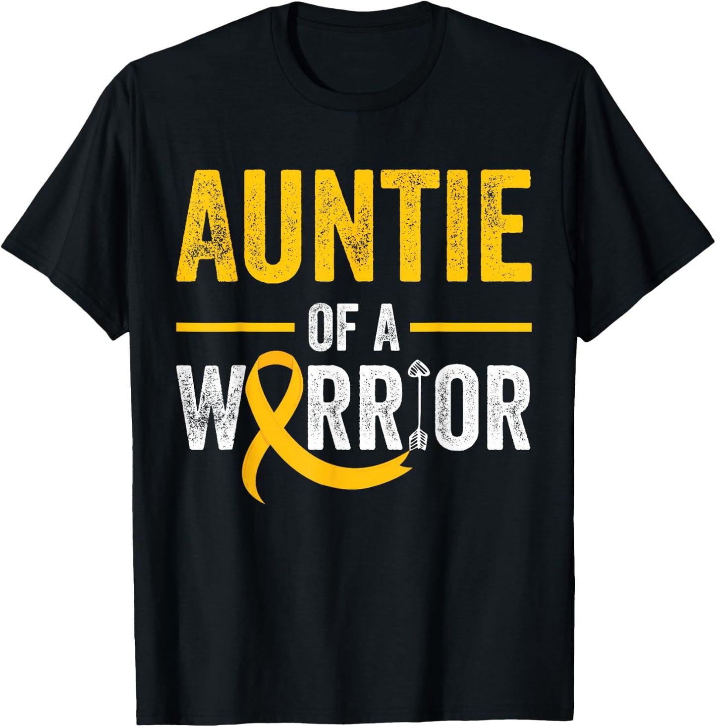 Auntie Of A Warrior Childhood September Cancer Awareness T-Shirt - T-Shirt | Black