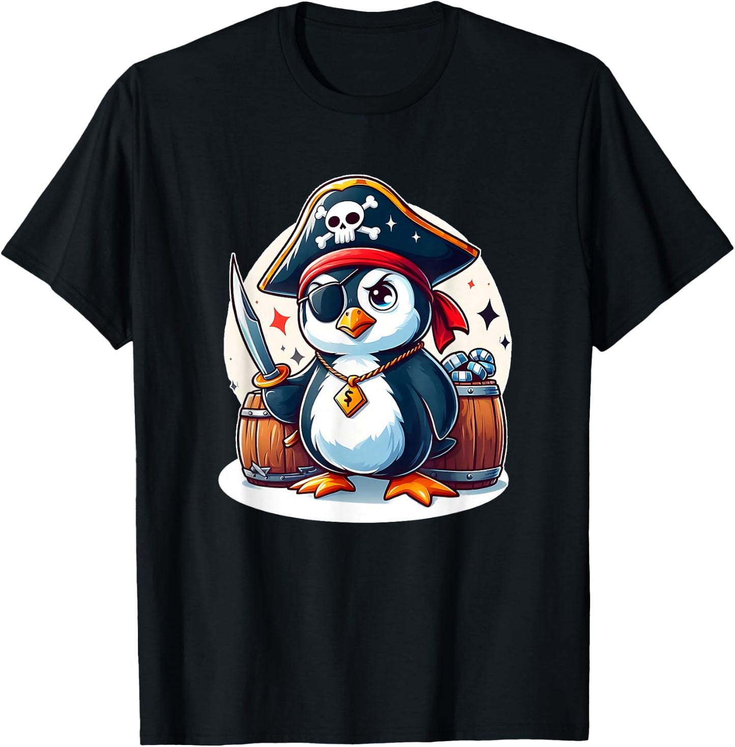Pirate Penguin T-Shirt - T-Shirt | Black