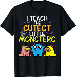 I Teach Cutest Little Monsters Halloween Teacher Men Women T-Shirt - T-Shirt | Black