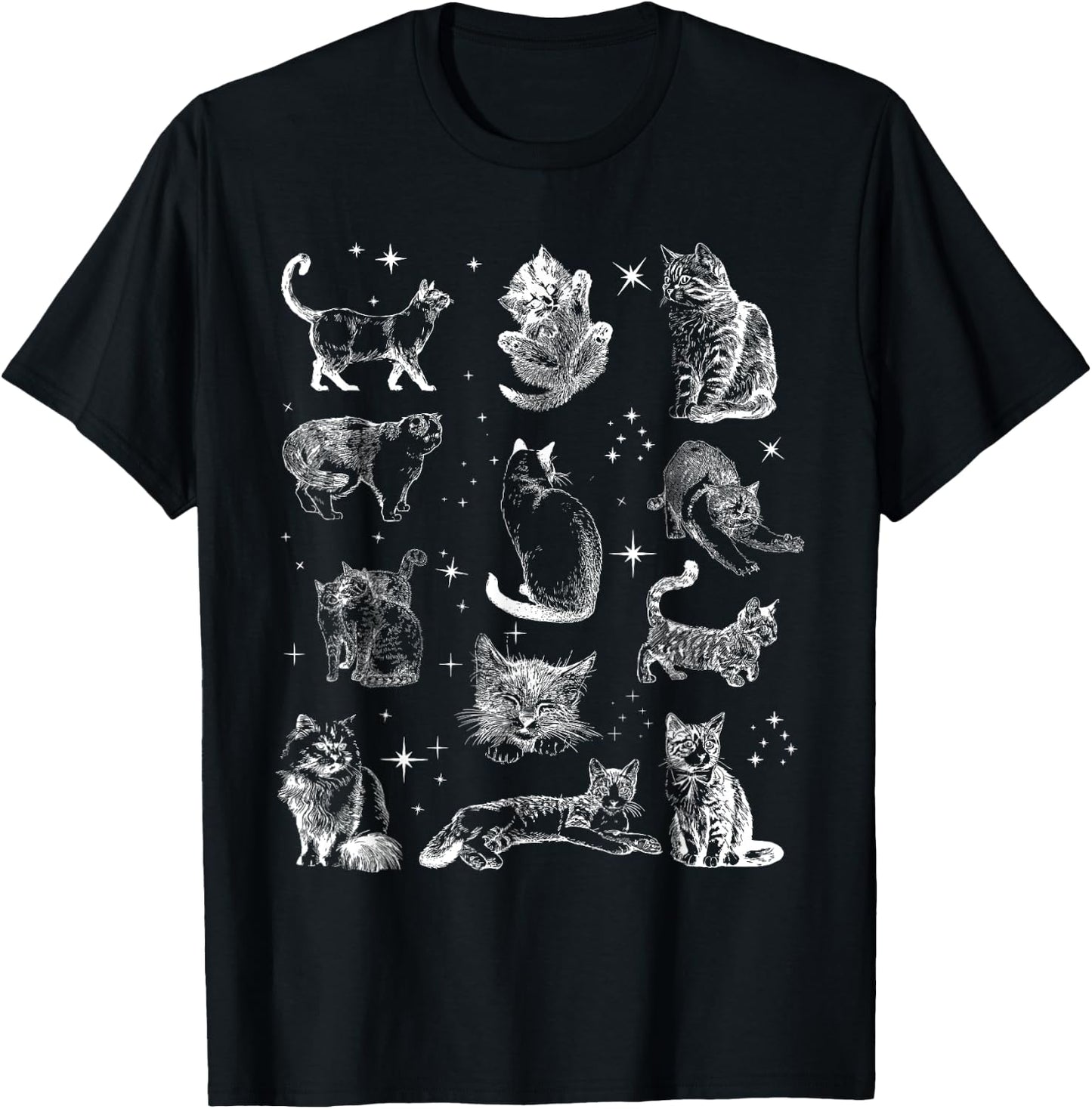 Vintage 90s Tattoo Cat Retro Kitten Nature Cat Lover Cat Mom T-Shirt - T-Shirt | Black