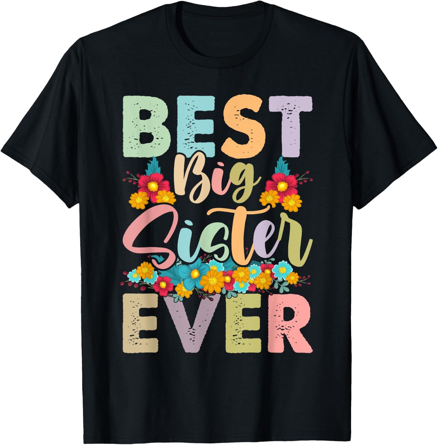 Youth Best Big Sister Ever Girl's Baby Announcement Idea T-Shirt - T-Shirt | Black