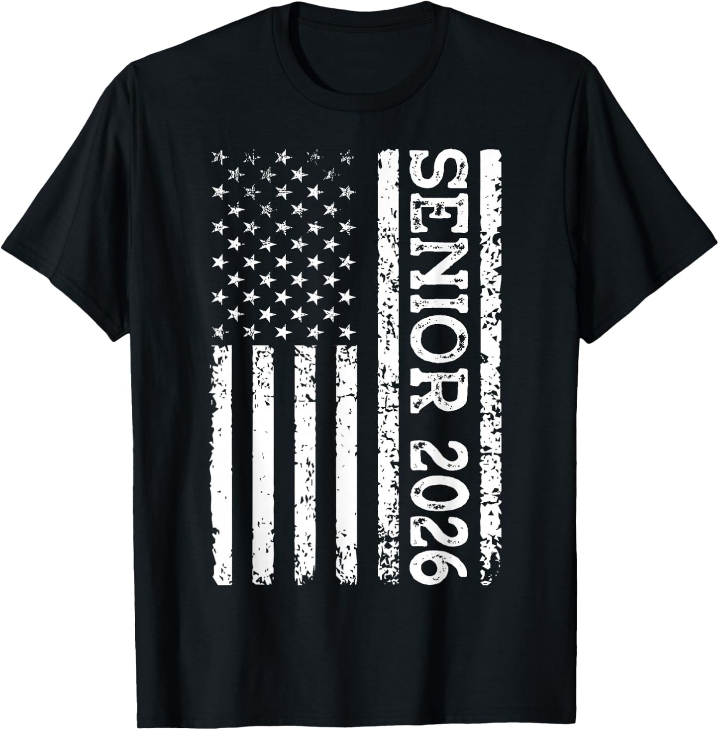 Senior Class of 2026 Patriotic American USA Flag Graduation T-Shirt - T-Shirt | Black