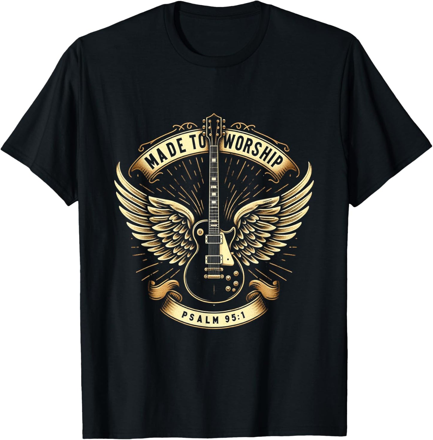 Made To Worship Psalm 95:1 Christian Bible Verse Church T-Shirt - T-Shirt | Black