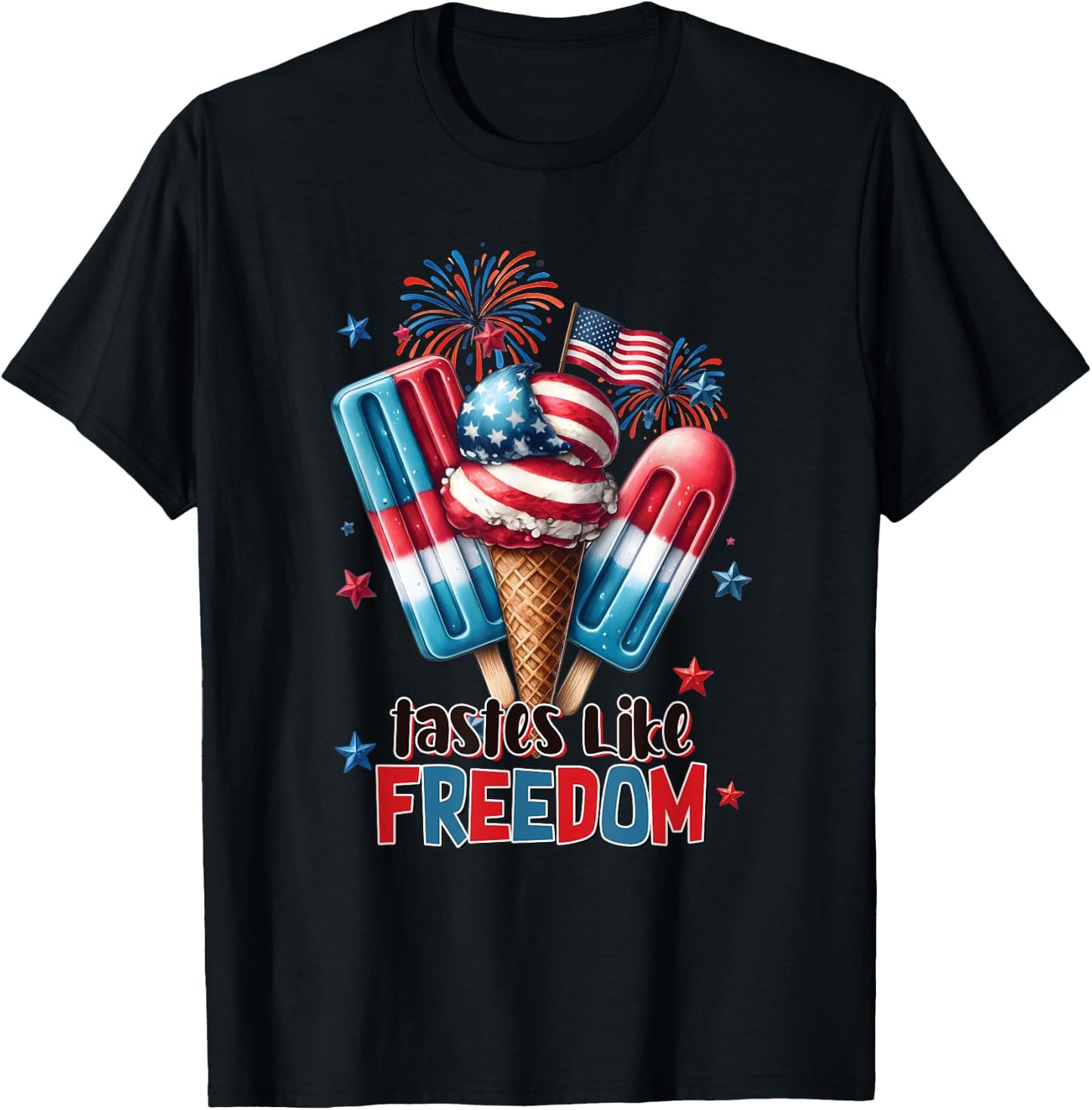 Funny Ice ice baby Cream Cone American flag usa 4th of July Men T-Shirt - T-Shirt | Black