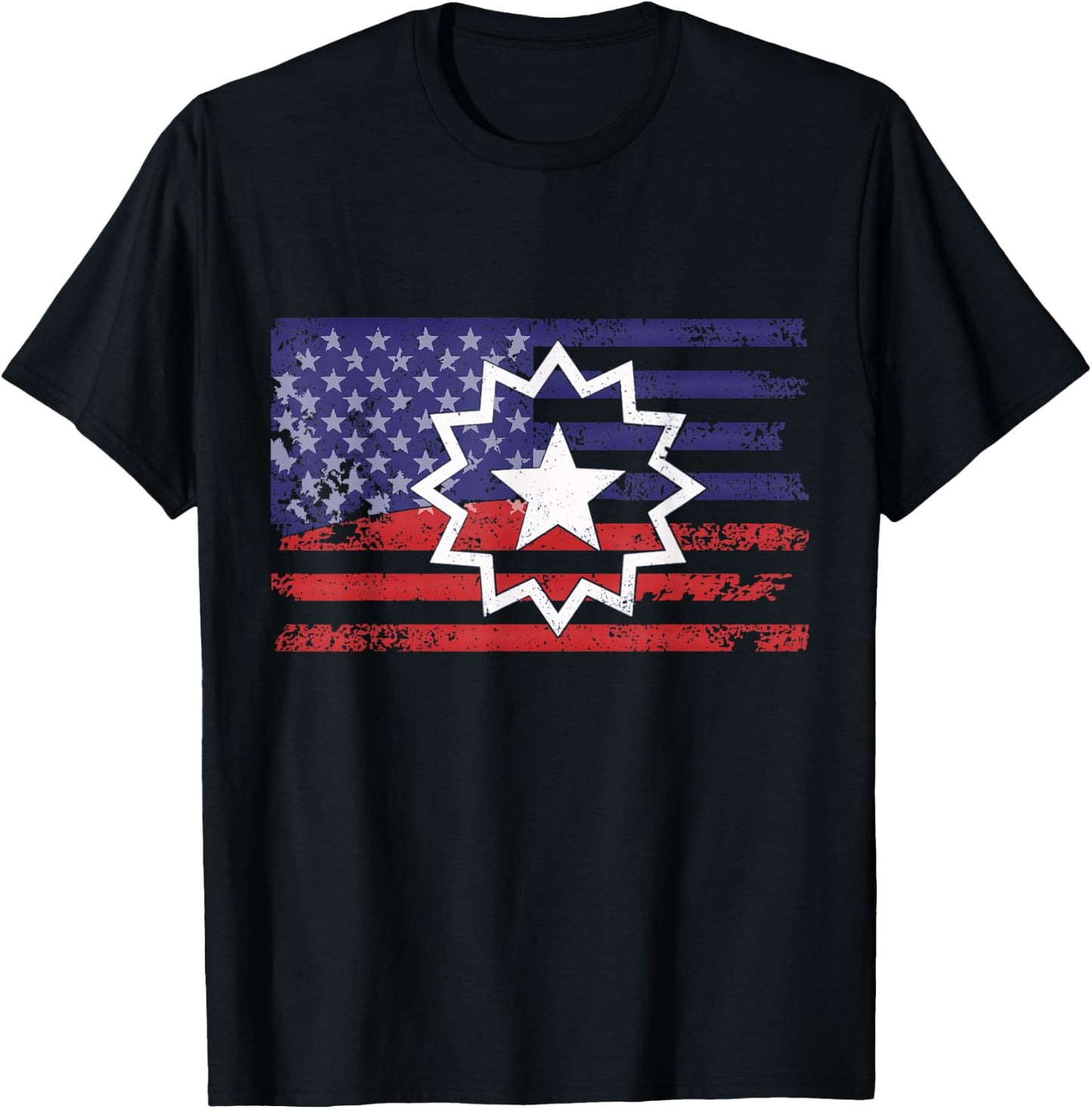 Distressed American Flag of Juneteenth Red White Blue Symbol T-Shirt - T-Shirt | Black