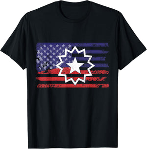 Distressed American Flag of Juneteenth Red White Blue Symbol T-Shirt - T-Shirt | Black