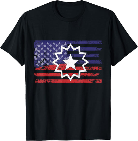 Distressed American Flag of Juneteenth Red White Blue Symbol T-Shirt - T-Shirt | Black