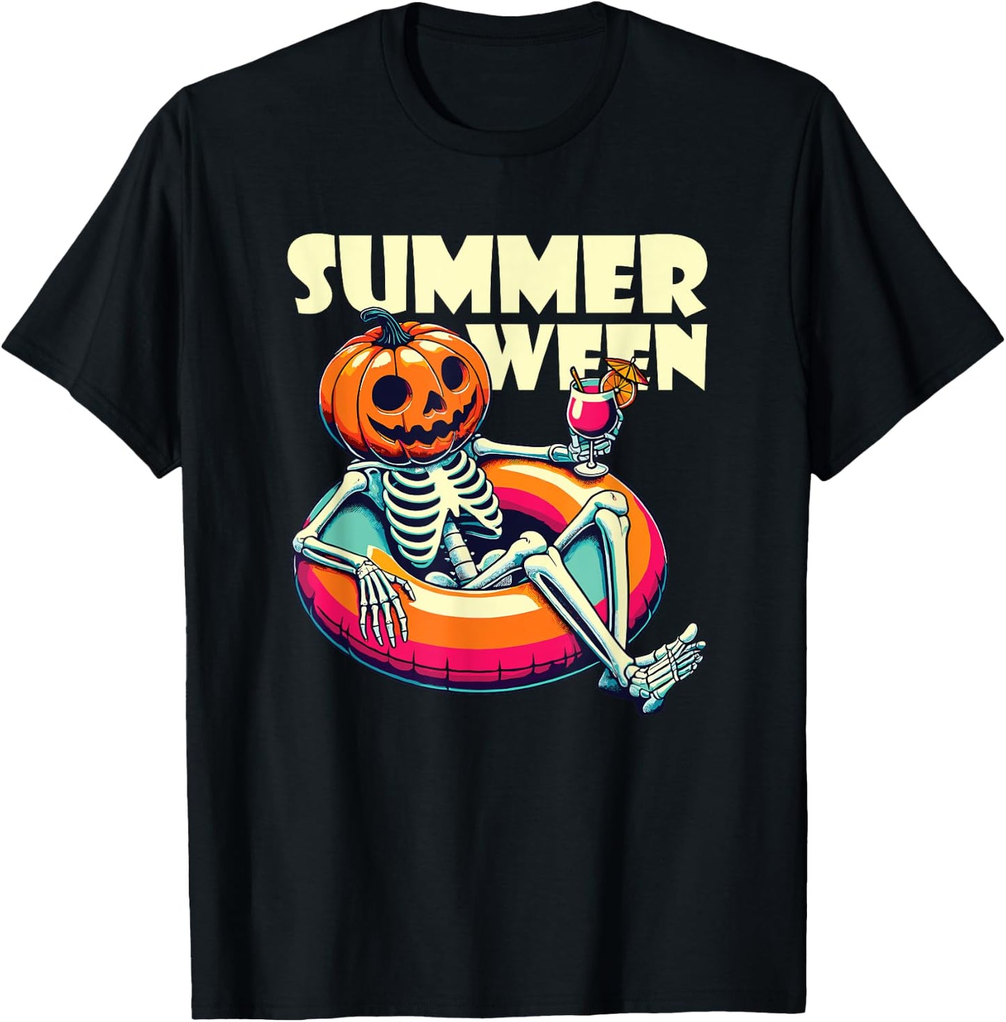 Happy Summerween Summer Halloween Ghost T-Shirt - T-Shirt | Black