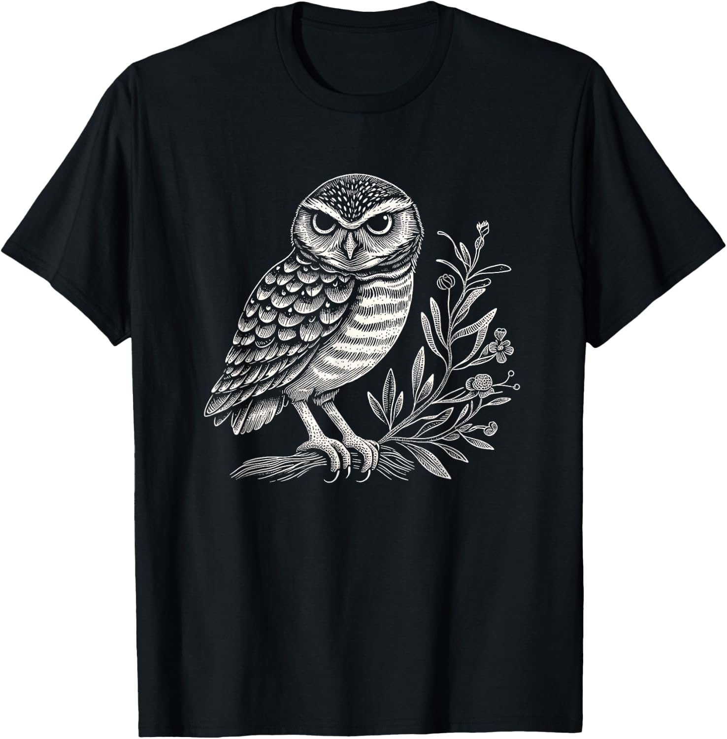 Burrowing Owl Graphic Art Design And Men T-Shirt - T-Shirt | Black