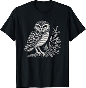 Burrowing Owl Graphic Art Design And Men T-Shirt - T-Shirt | Black