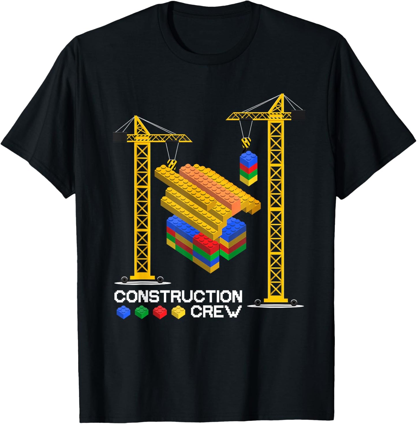 Construction Crew Building Blocks Master Builder Kids Boys T-Shirt - T-Shirt | Black