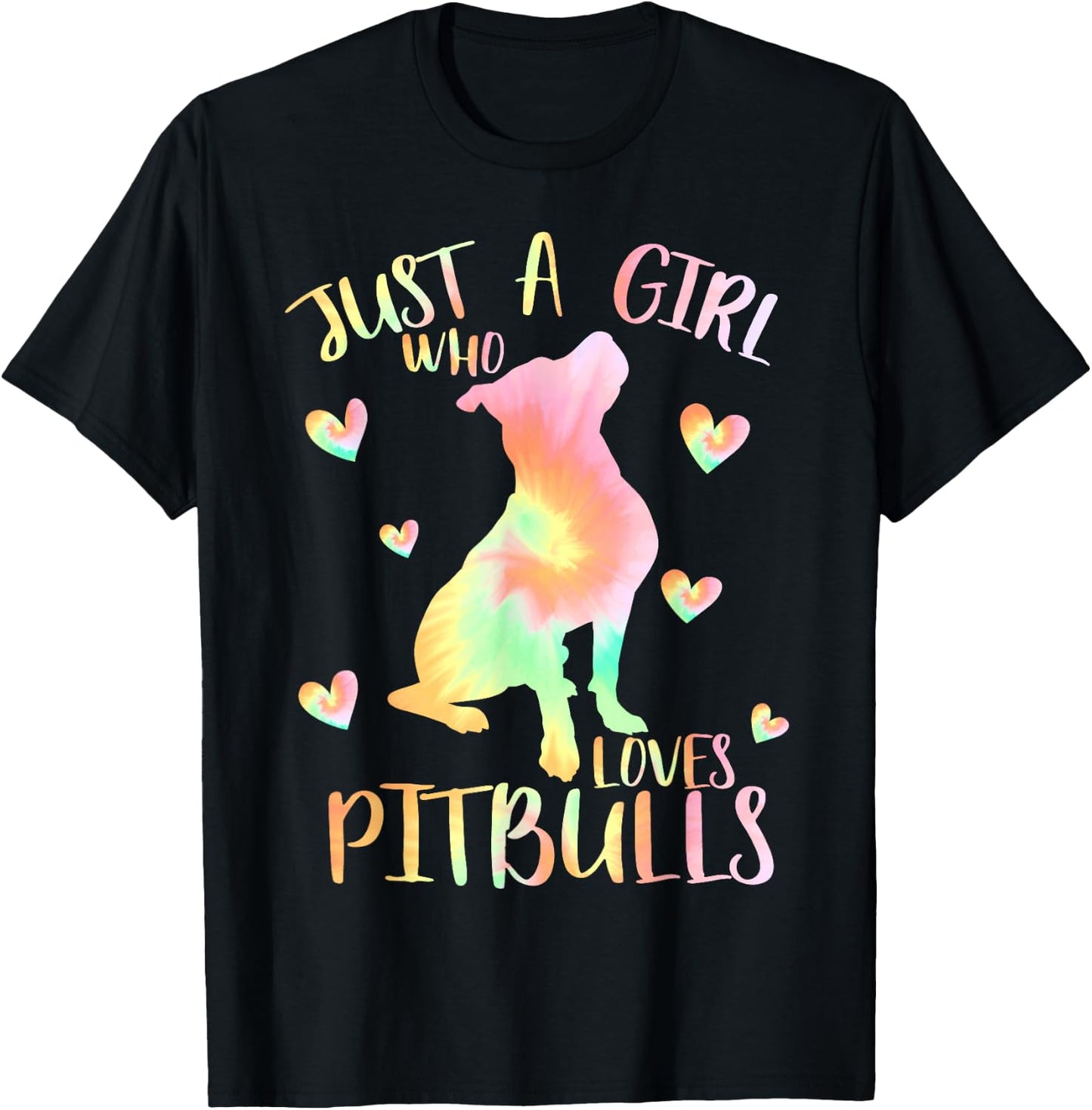 Just a Girl Who Loves Pitbulls Tie Dye Pitbull Teen Girls T-Shirt - T-Shirt | Black