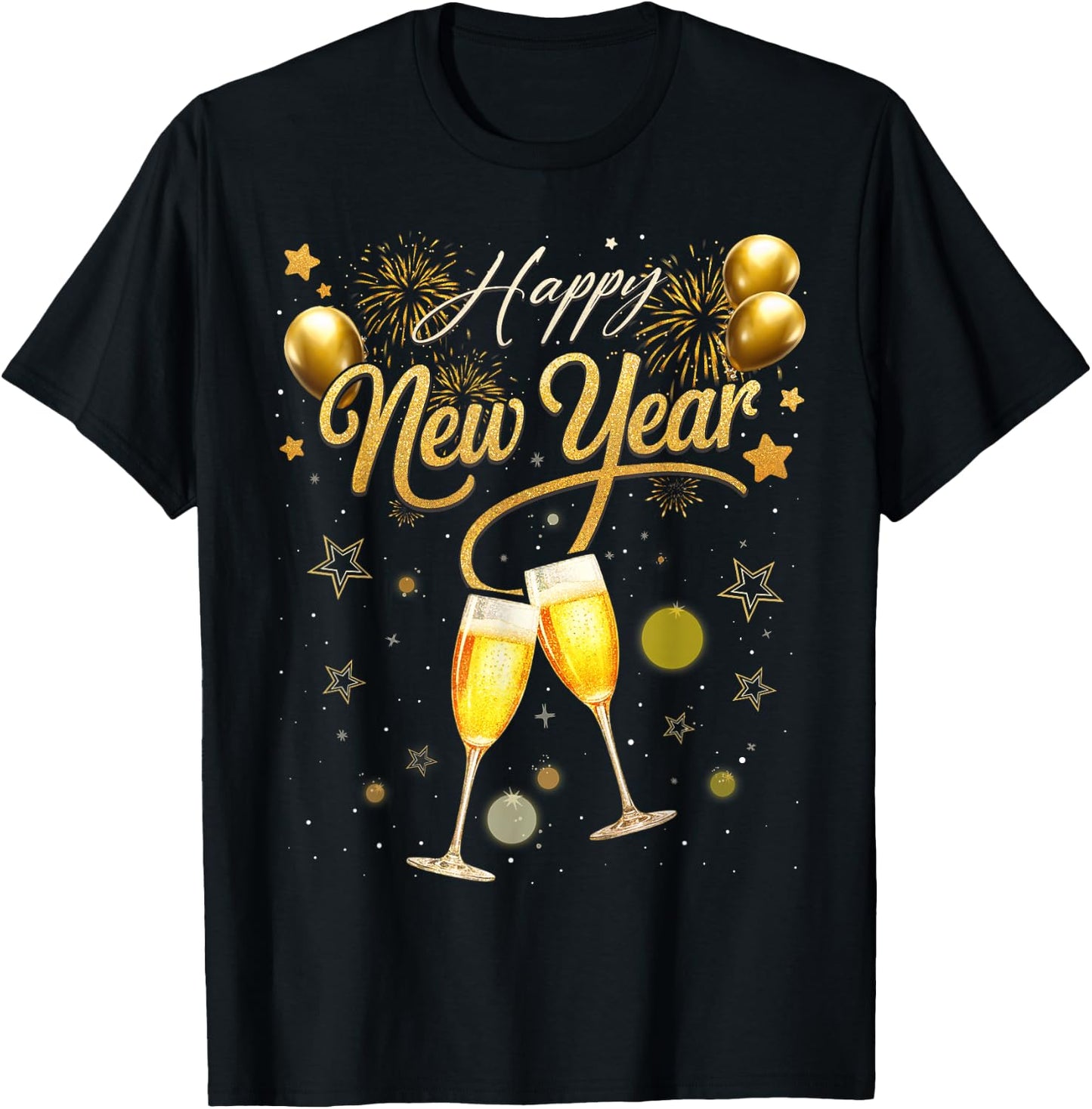 New Years Eve Party Supplies 2026 Happy New Year Fireworks T-Shirt - T-Shirt | Black