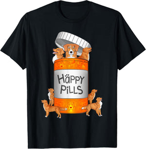 Toller Dog Happy Pills T-Shirt - T-Shirt | Black
