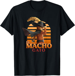 DreamWorks Puss in Boots: The Last Wish El Macho Gato Logo Small T-Shirt - T-Shirt | Black