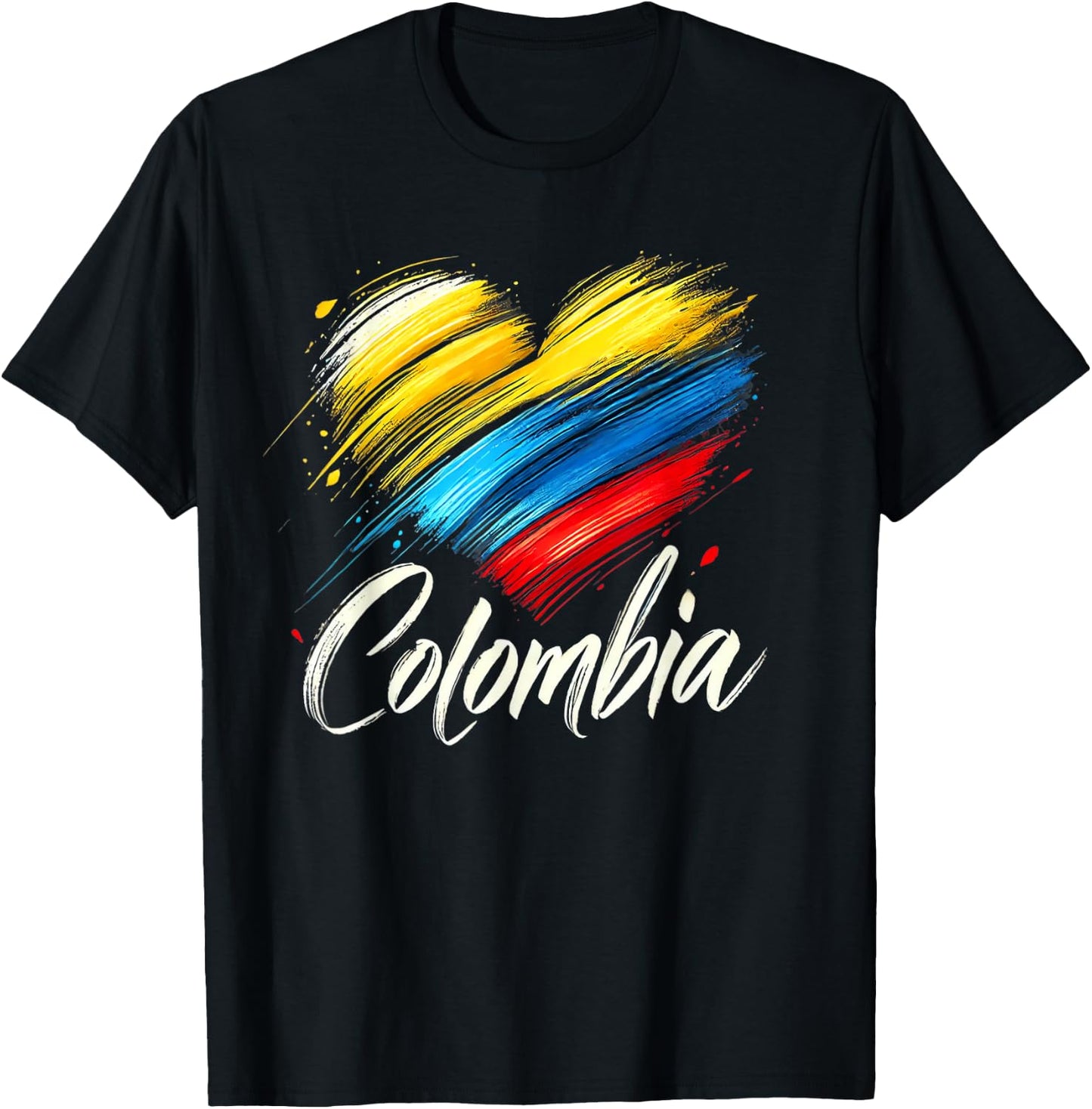 Colombia Flag Heart Colombian Pride T-Shirt - T-Shirt | Black