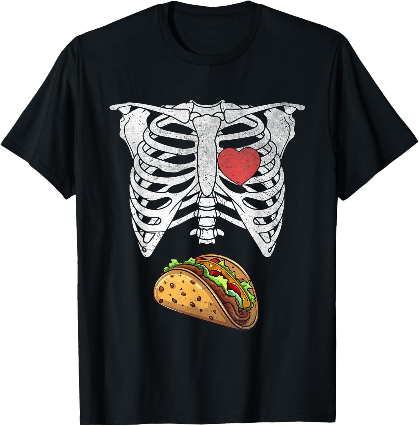 Halloween Dad Skeleton Tacos Funny Pregnancy Couple T-Shirt - T-Shirt | Black