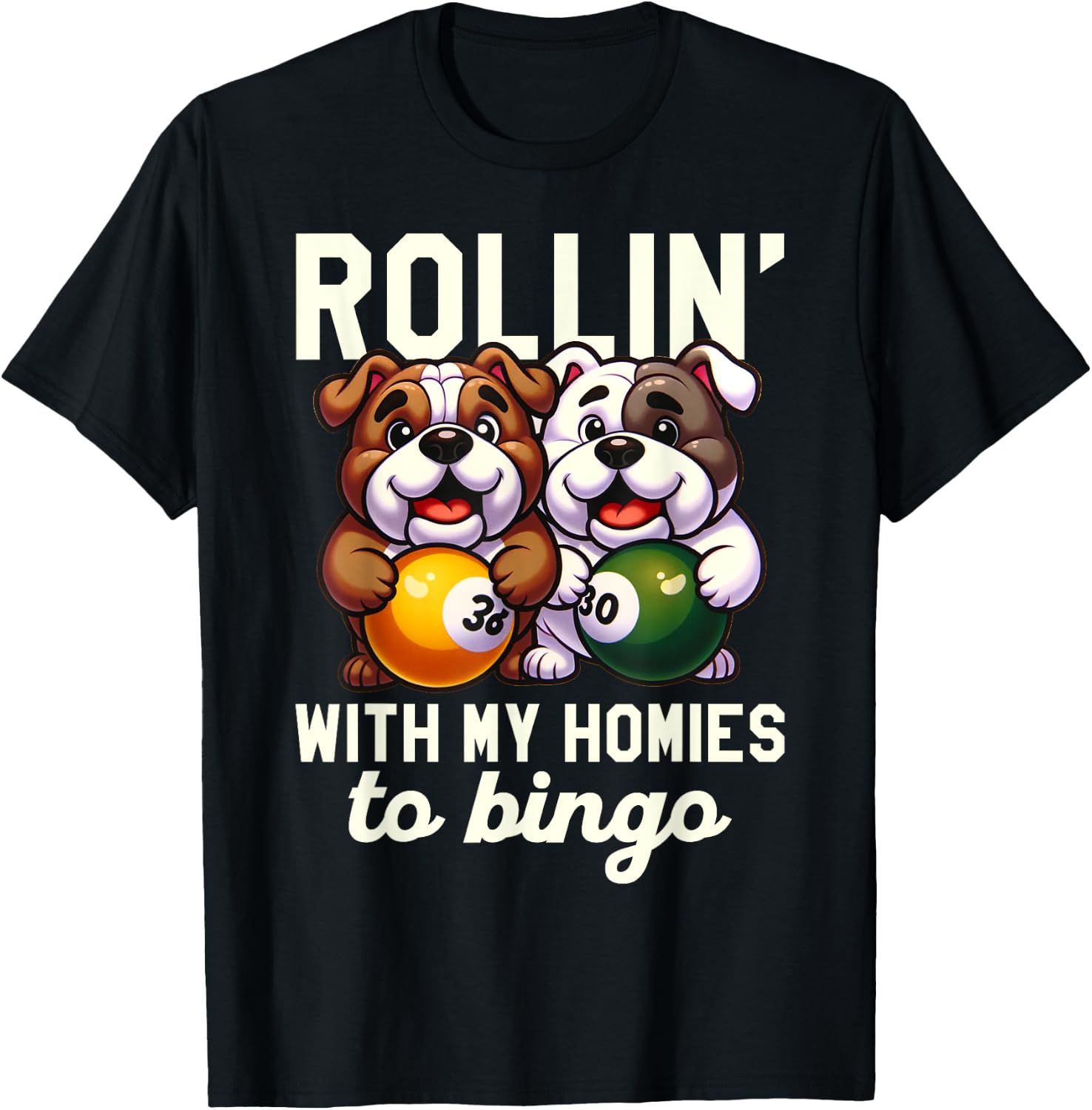 Funny Bingo Game Rollin' To Bingo Design T-Shirt - T-Shirt | Black