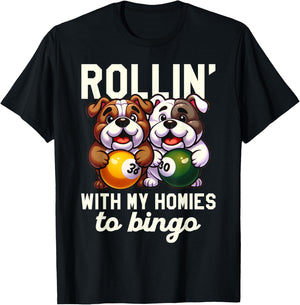 Funny Bingo Game Rollin' To Bingo Design T-Shirt - T-Shirt | Black