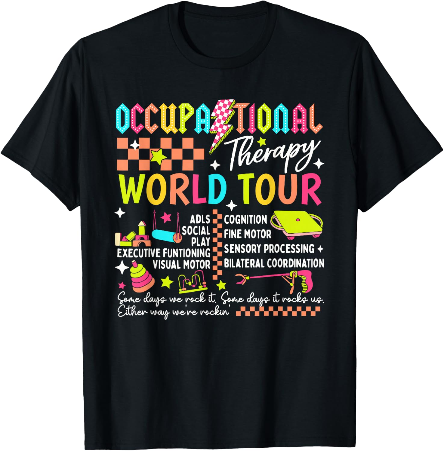 Occupational Therapy World Funny Tour Sped Teacher Retro T-Shirt - T-Shirt | Black