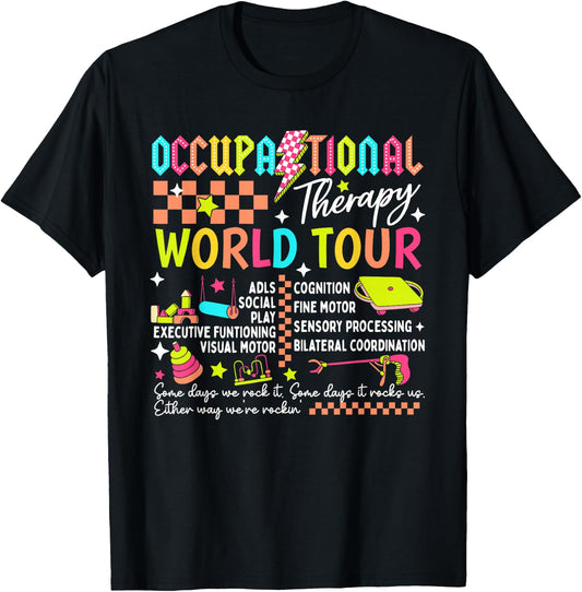 Occupational Therapy World Funny Tour Sped Teacher Retro T-Shirt - T-Shirt | Black