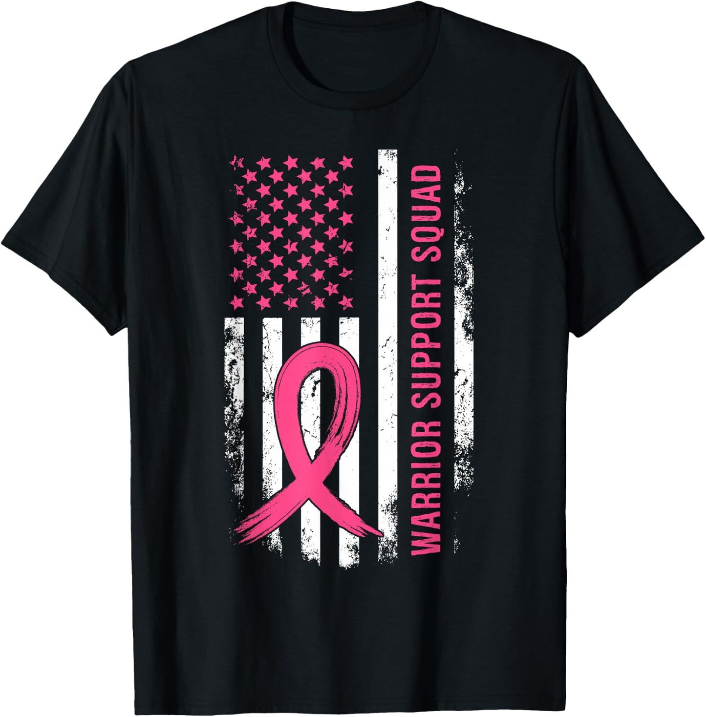 Breast Cancer Support Squad Pink Ribbon T-Shirt - T-Shirt | Black