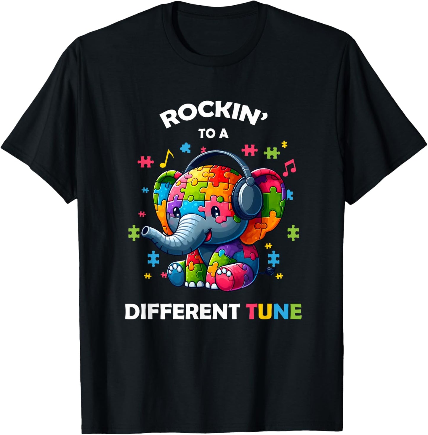 Rocking To A Different Tune Funny Autism Awareness Kids Boys T-Shirt - T-Shirt | Black