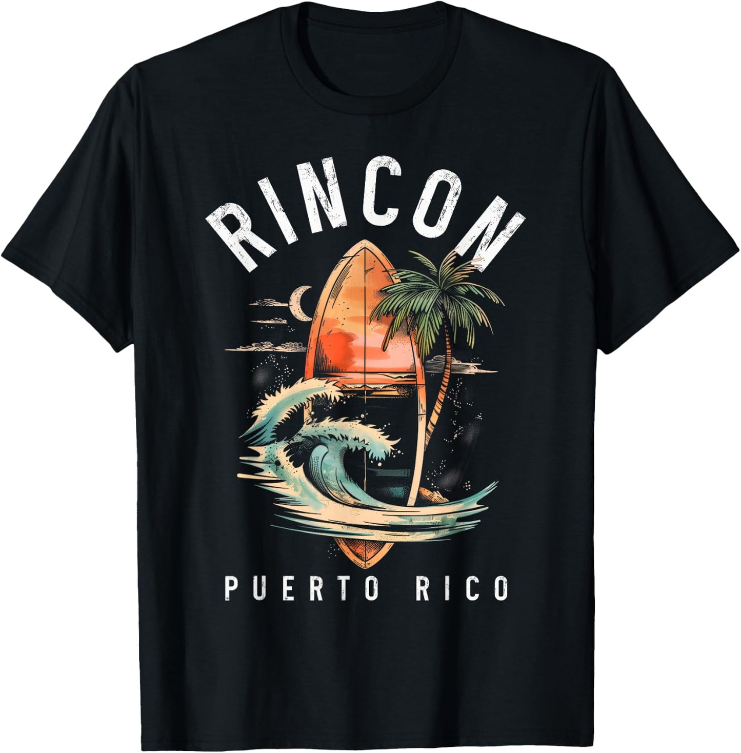 Rincon Puerto Rico Boricua Surf Vintage Surfing Surfer T-Shirt - T-Shirt | Black