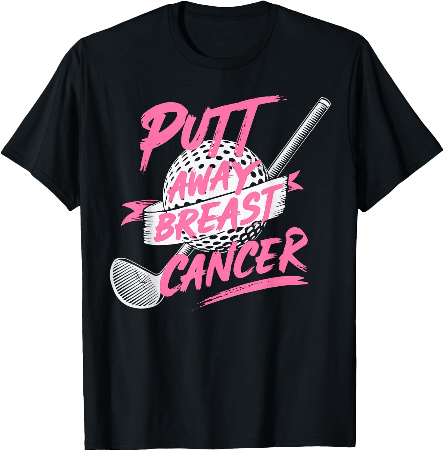 Golf Breast Cancer Awareness Month Golfer Pink Ribbon T-Shirt - T-Shirt | Black